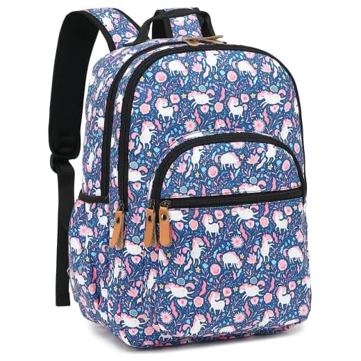 Leaper Mochila para laptop feminina: linda mochila floral para escola, faculdade, viagem, trabalho - mochila leve para crianças, Unicórnio, azul-escuro, X-Large, Mochilas tradicionais