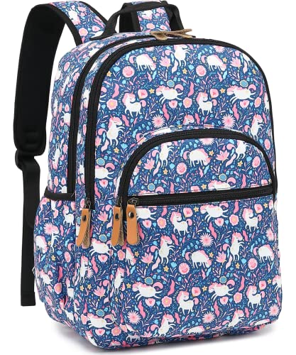 Image of Leaper Water-resistant Cute Unicorn Laptop Backpack Travel Bag College Backpack Satchel Dark Blue