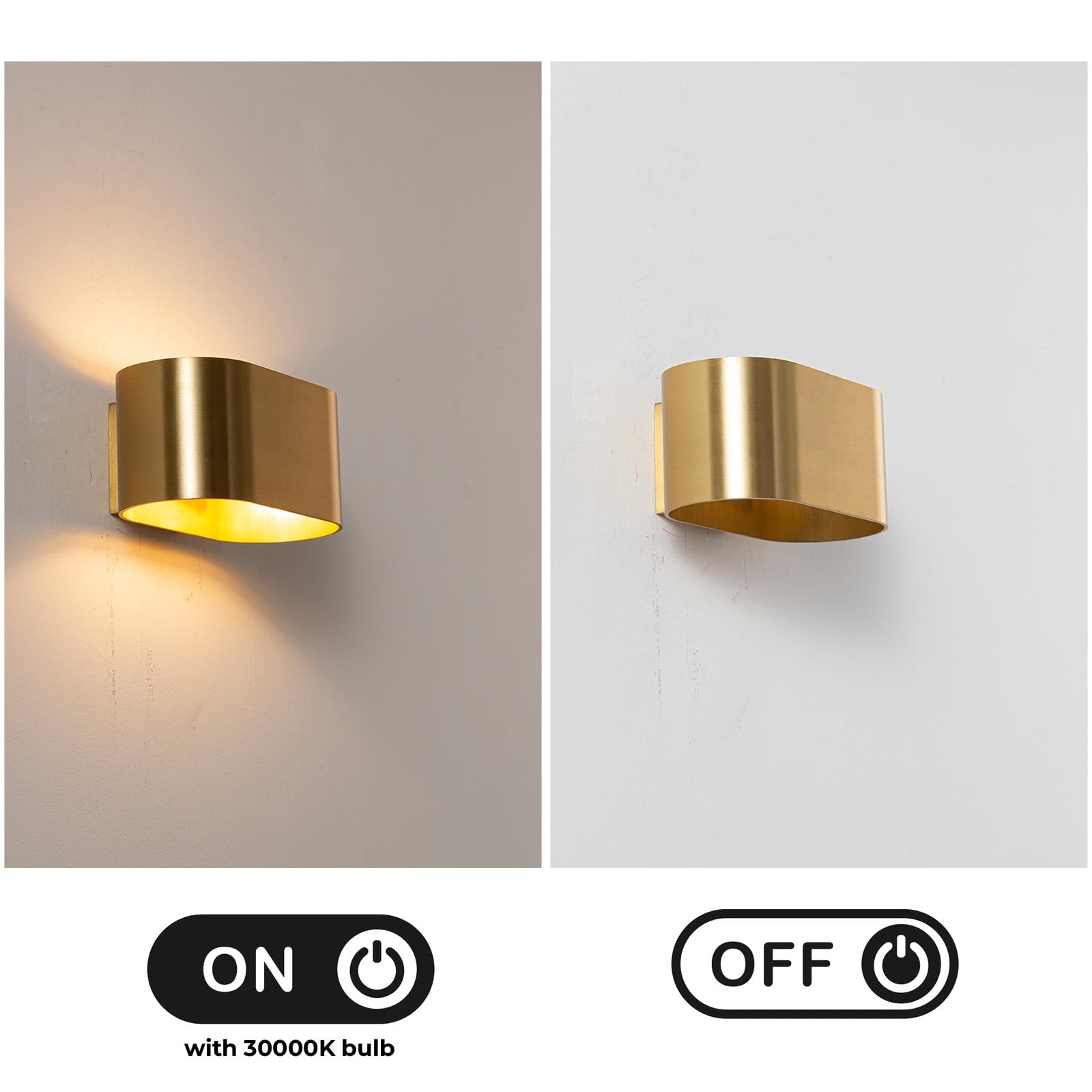 Alpinaluz Applique da Parete Up & Down con Attacco G9, Design Curvato in Metallo, Lampada Decorativa da Interno per Corridoio, Soggiorno e Camera da Letto, IP20 (Oro satinato)