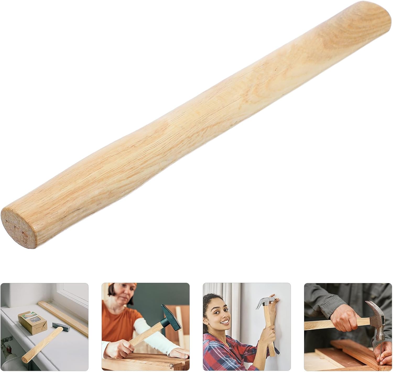 Wood Hammer Handle Replacement 4-Pound Octagonal Head Hammer Handle with Wooden Grip for Hammering and Woodworking Tools