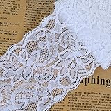 Laribbons 3 inch Floral Elastic Lace Trim, Solid Lace Fabric for Craft - 10 Yard (White)