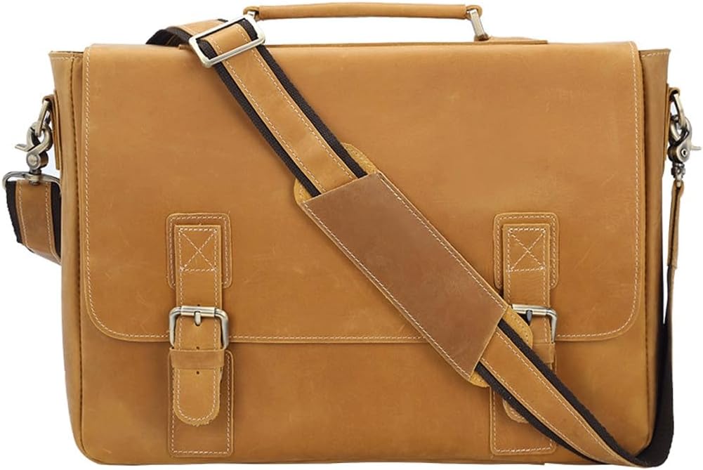 JSEIAJB Laptop Bag Crazy Horse Leather Shoulder Bag For Men Business Briefcase