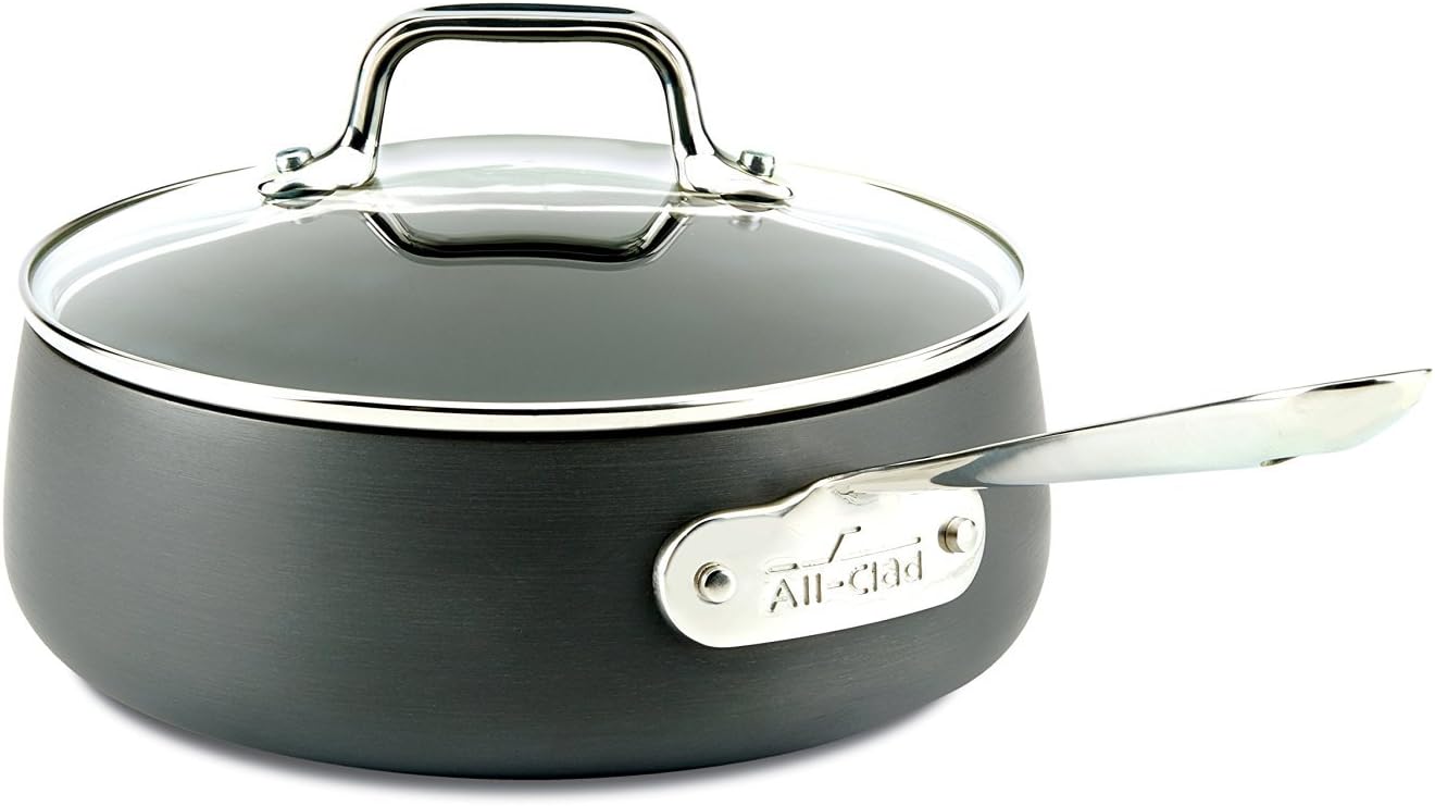 HA1 Hard Anodized Nonstick SaucePan 2.5 Quart Induction Oven Broiler Safe 500F, Lid Safe 350F Pots and Pans, Cookware Black