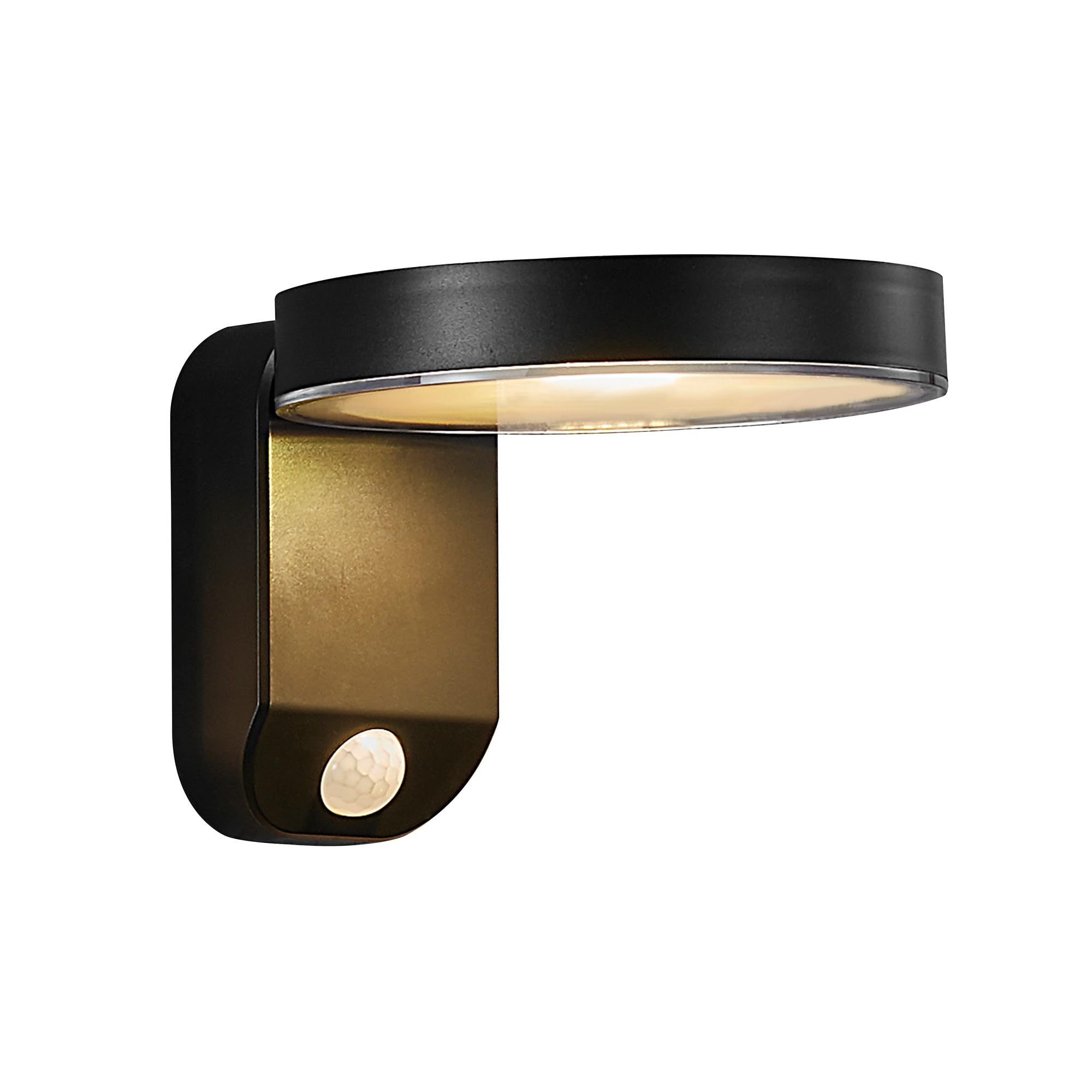 Nordlux Rica Black Round Solar Wall Light - Motion Activated - Cordless - 5-Year LED Guarantee