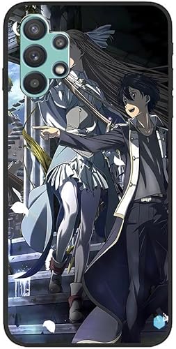 Miniatura 1 de NEZIH Slim Matte Black Cover Liquid TPU Thin Gel Liquid Crystal Durable Compact Case for Samsung Galaxy A32 5G Yuuki Asuna Kirigaya Kazuto Anime