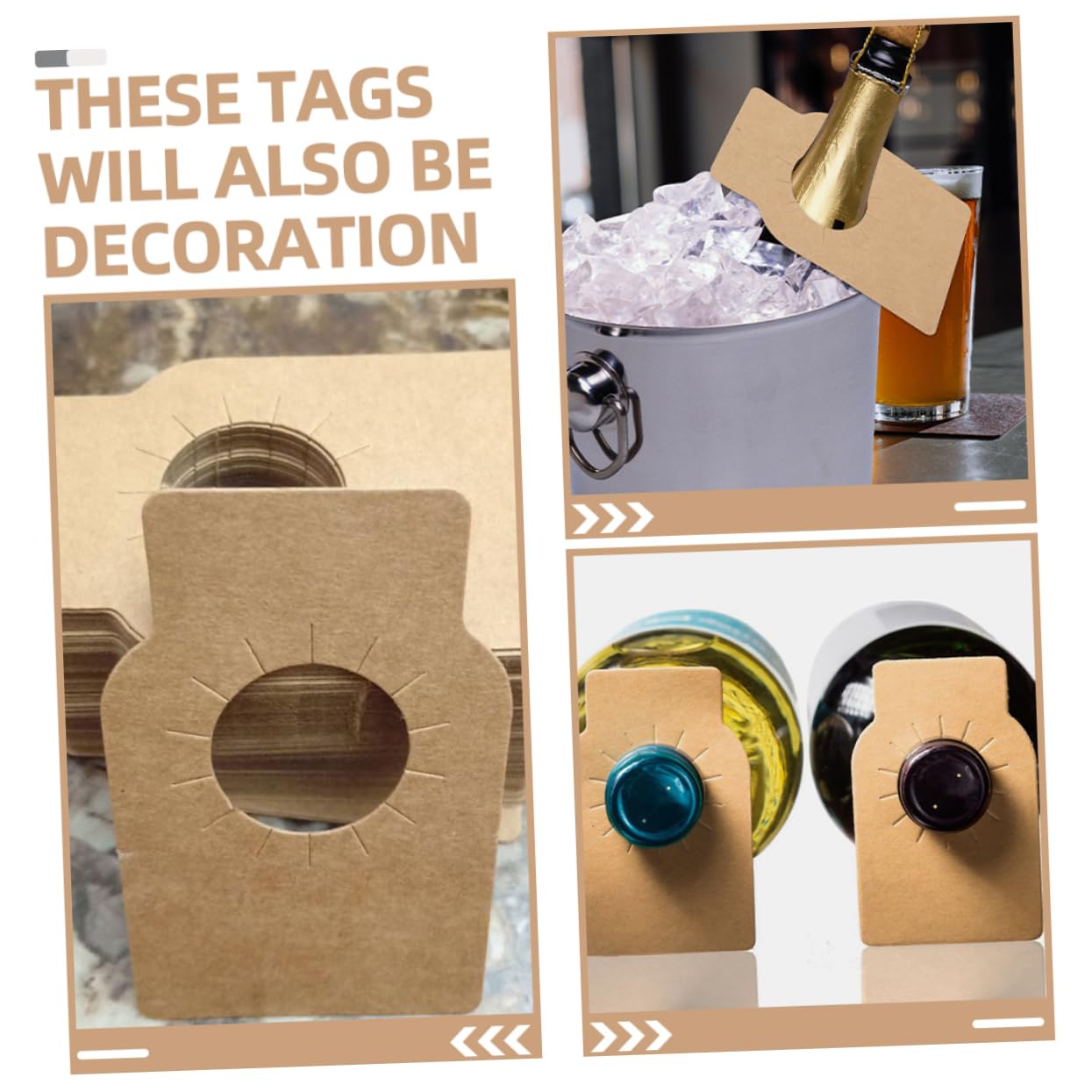 Zerodeko 5 Ensembles Étiquettes De Bouteille De Vin Réutilisables Étiquettes Kraft pour Cave À Vin Tags De De Bouteille pour Design Recto Verso pour Gestion De Stock Et 200 Pièces * 5