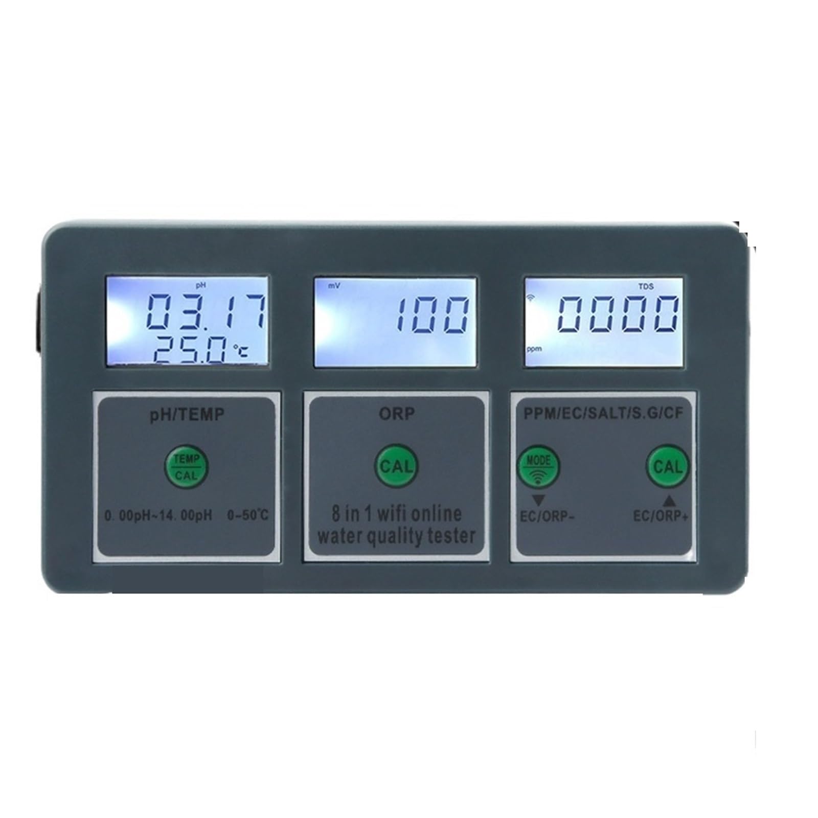 WiFi PH Meter 8 in 1 Multifunzione Temp TDS Salinità Tester di qualità acqua for acquari Piscine Idroponica Misurazione Accurata