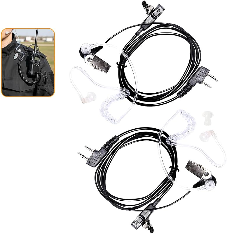 2 Pcs Oreillette Talkie Walkie 2 Broches Casque Écouteur Compatible avec La Radio Bidirectionnelle Kenwood/Baofeng BF-88E BF-88S/Tyhbelle BF-88E/RT24 RT27 RT22 RT622 RT617 RT618 RT619/Hesenate HT999
