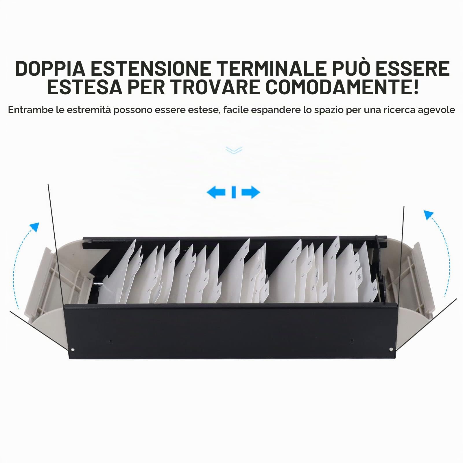 Zerodis Porta biglietti da visita, può contenere fino a 800 biglietti da visita, in metallo e plastica, estensibile, con coperchio trasparente (nero)