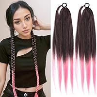 Vista 11 de Extensiones de cola de caballo, 2 piezas sintéticas con banda de pelo envolvente alrededor de las extensiones de cabello trenzadas, cola de moño