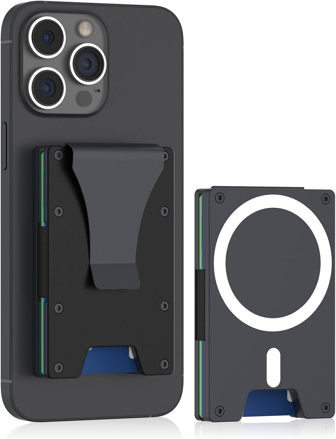 Hsypti for Magsafe Wallet, Slim Wallet for Men with Money Clip, Metal Card Holder with RFID Blocking, Minimalist Magnetic Phone Wallets Compatible with iPhone 17/16/15/14/13/12 Series