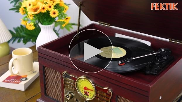 Amazon.com: FEKTIK Bluetooth Record Player 10 in 1, 3-Speed