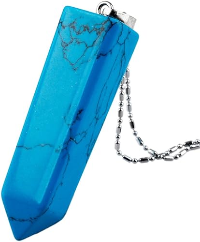 Rockcloud - Collar con colgante de piedra de cuarzo y piedra puntiaguda, aleación, azul, turquesa (Blue Howlite Turquoise), RCZ0003409