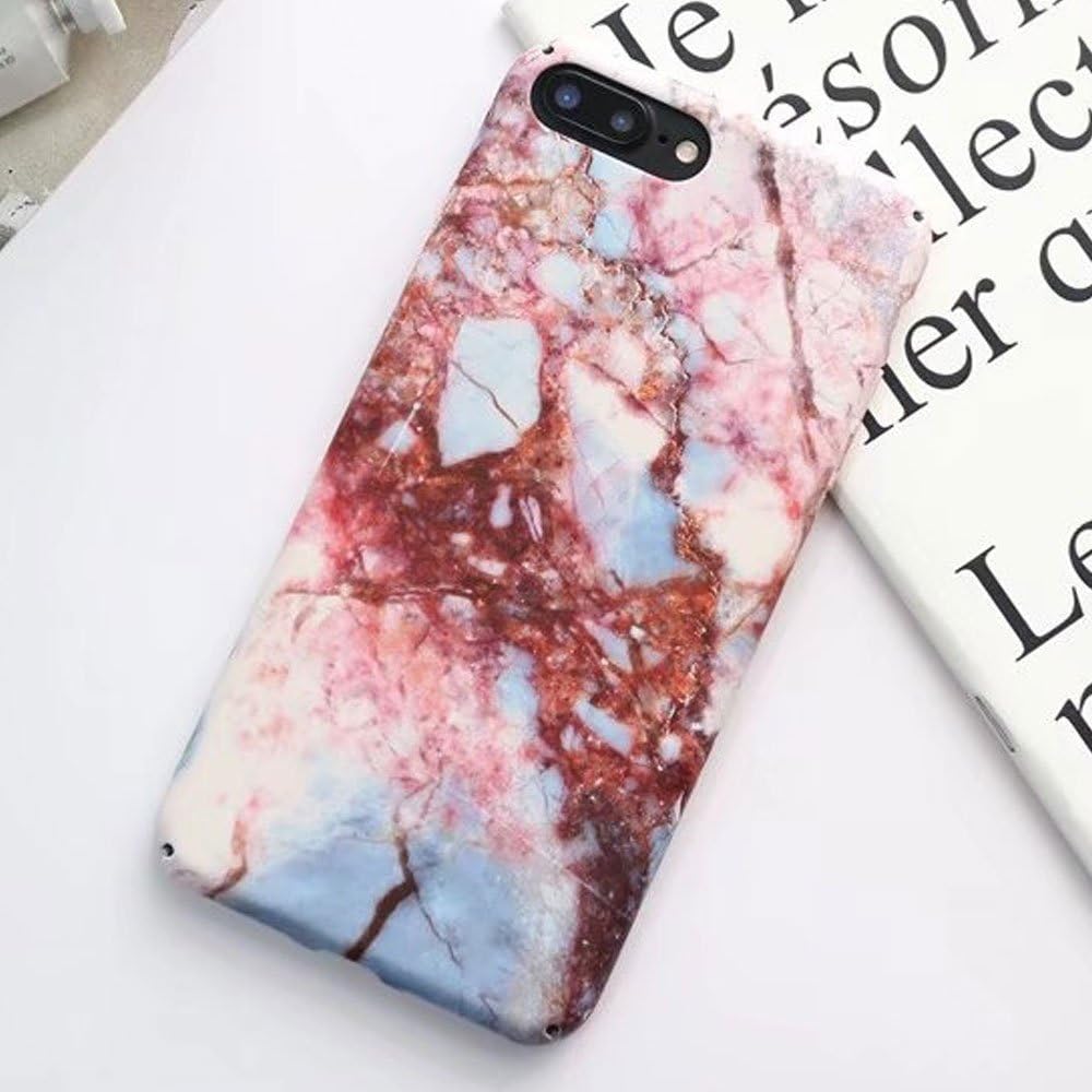 J.west iPhone 7 Plus Case, iPhone 8 Plus Case, Hard Shell Ultra Slim Premium Marble Pattern Matte Back Plate Full Protective Anti-Scratch Cover Case for Apple iPhone 7 Plus/iPhone 8 Plus-Agate Red