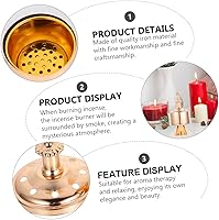 Vista 9 de DECHOUS Quemador de incienso de metal, quemador de incienso de latón, quemador de incienso de carbón, quemador de bobina de incienso, difusor