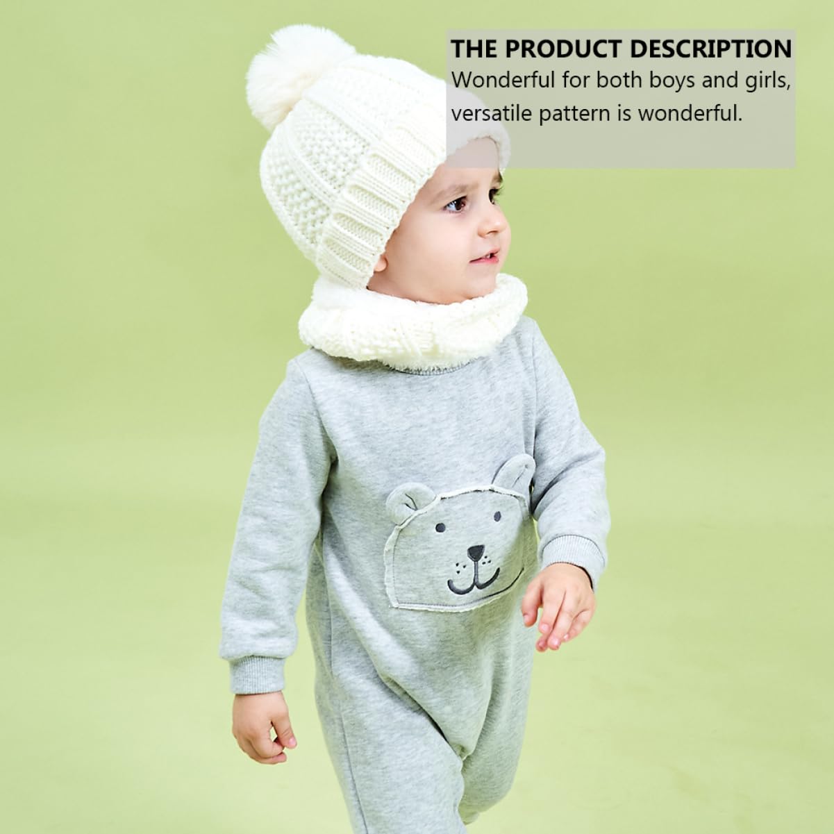 Kindermütze Wintermütze für Strickmütze für Kappe Schal Hüte Mütze mit Bommel strickmütze wintermütze Warme Babymütze warmes Halstuch Acryl Weiß