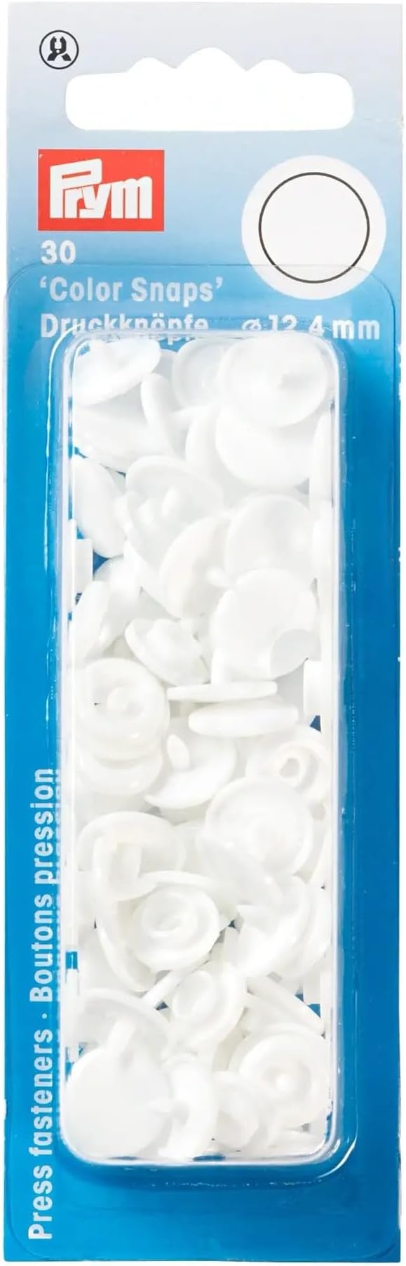 Prym Colour Snaps, Round 12.4mm x 30 sets - White