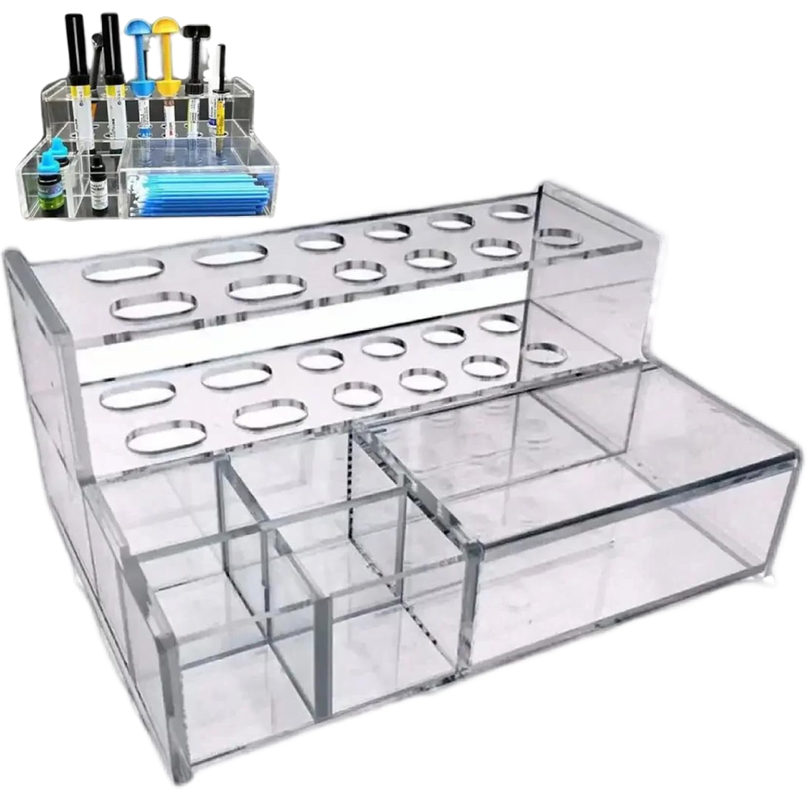 Clear Composite Syringes Accessories Holder, Resin Applicator Dispenser Organizer for Dental Tools, Composite Organizer for Micro Applicators