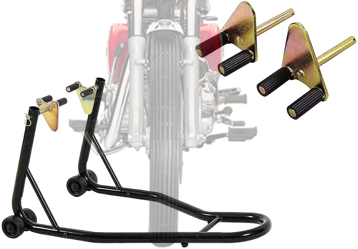 MOTOOS Motorcycle Front Wheel Lift Stand 485LBS Paddock Stands, Black (orignal fork head)