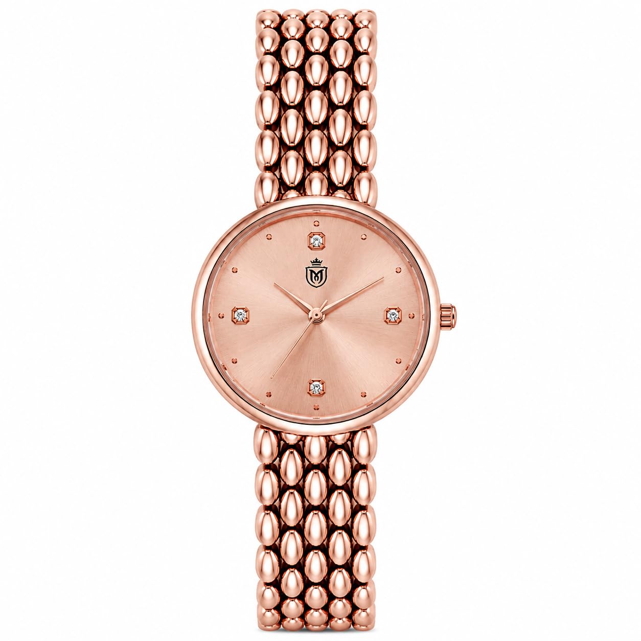 MOOVER Analog Watch for Women & Girls | Luxury Bracelet Style Ladies Wrist Watch | Crystal Dial with Premium Stainless Steel Chain Strap | Fashion Watch for Daily Wear, Party & Gift