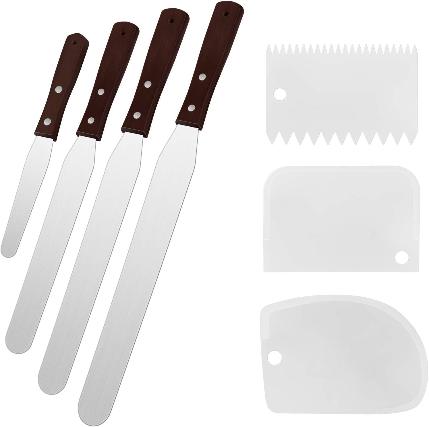 Cake Icing Spatula Set of 4 Packs(10"+8"+6"+4") and Cake Smoother