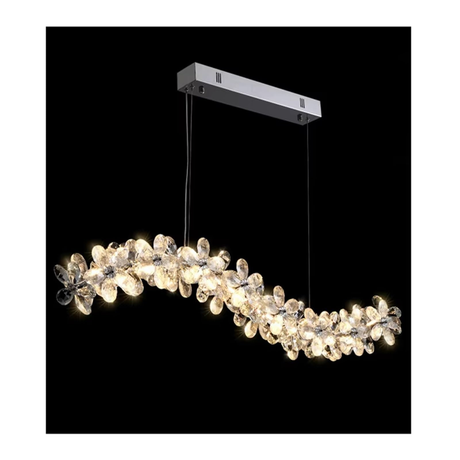 ASerZenith French Crystal Pendant Lamp Round Silver Suspended Light Fixtures Living Room Crystal Lamp,Cold White-Long 100Cm