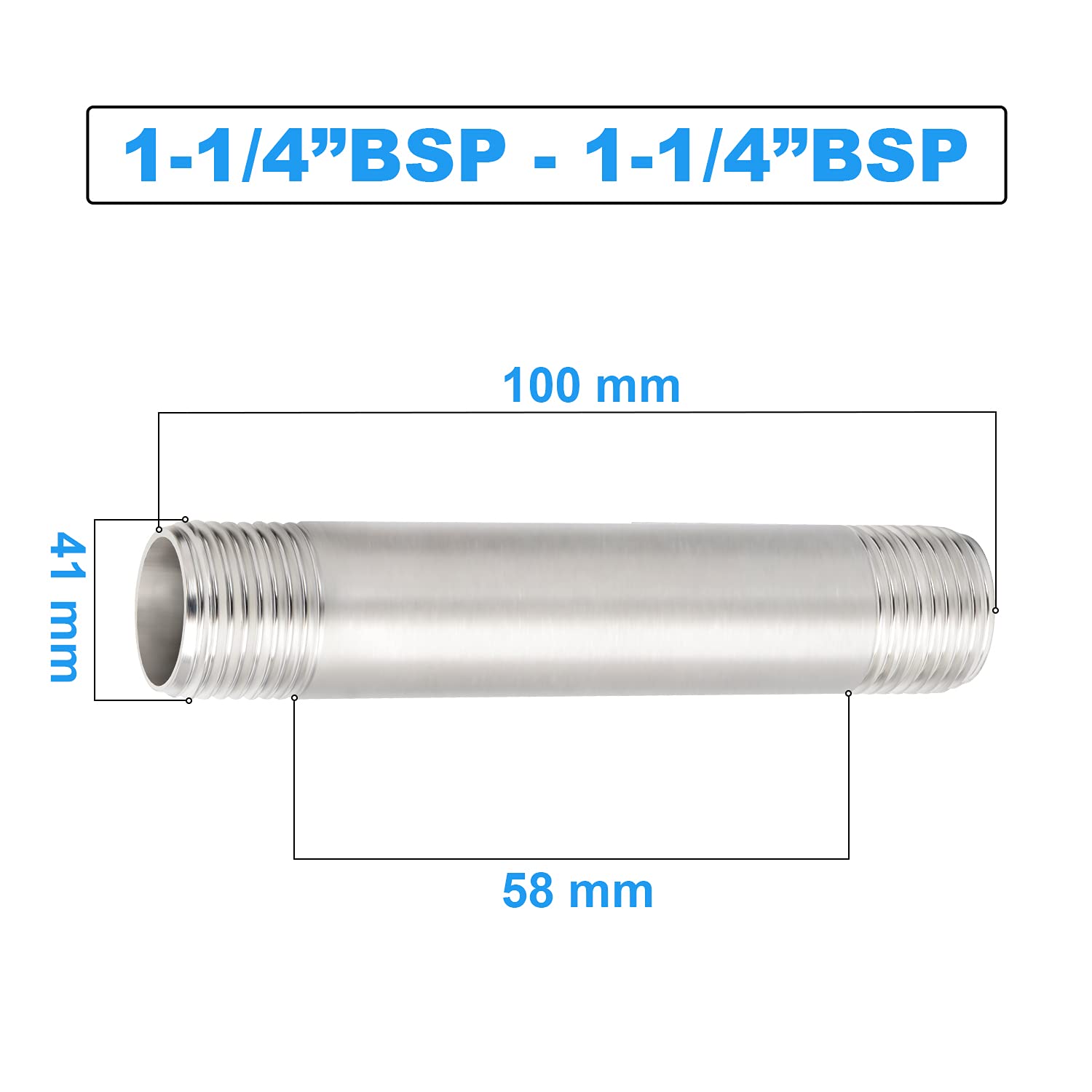 ERGAOBOY Raccord Tuyauterie Inox 304 - Mamelon Mâle BSP 3/4" X 3/4" 100mm - 1 Pièce Robuste Et Étanché