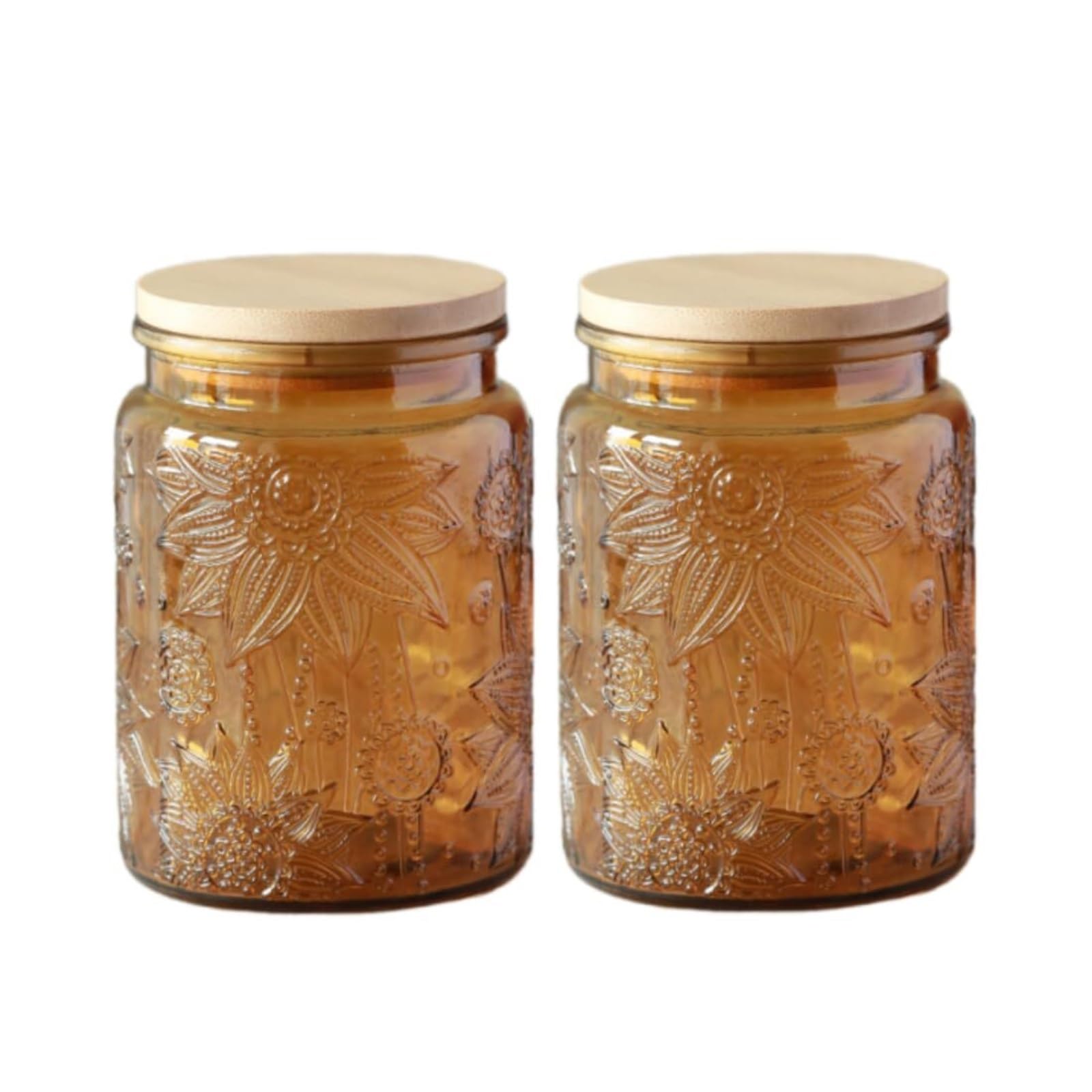 AMULONG Sweet Jars Apothecary Glass Jar Vintage Storage Canister With Airtight Lid For Table Jars for Crafting(Yellow)