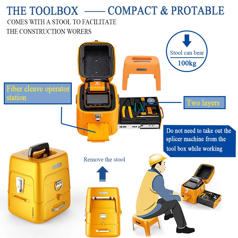 AI-9 Fusion Splicer, 5-Inch TFT LCD Screen, SM&MM Automatic Intelligent High Accuracy Optical Fiber Fusion Welding Splicing Machine 3-in-1 Fiber Holder, AC 100-240V for SM, MM, DS, NZDS - US Plug :