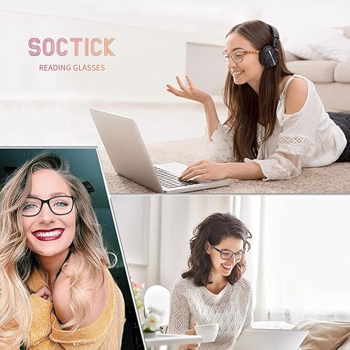 Vista 6 de 4 Pack Fashion Cat Eye Reading Glasses for Women, Computer Blue Light Blocking Readers Anti Glare Eyeglasses Paquete de 5 C1 Mix