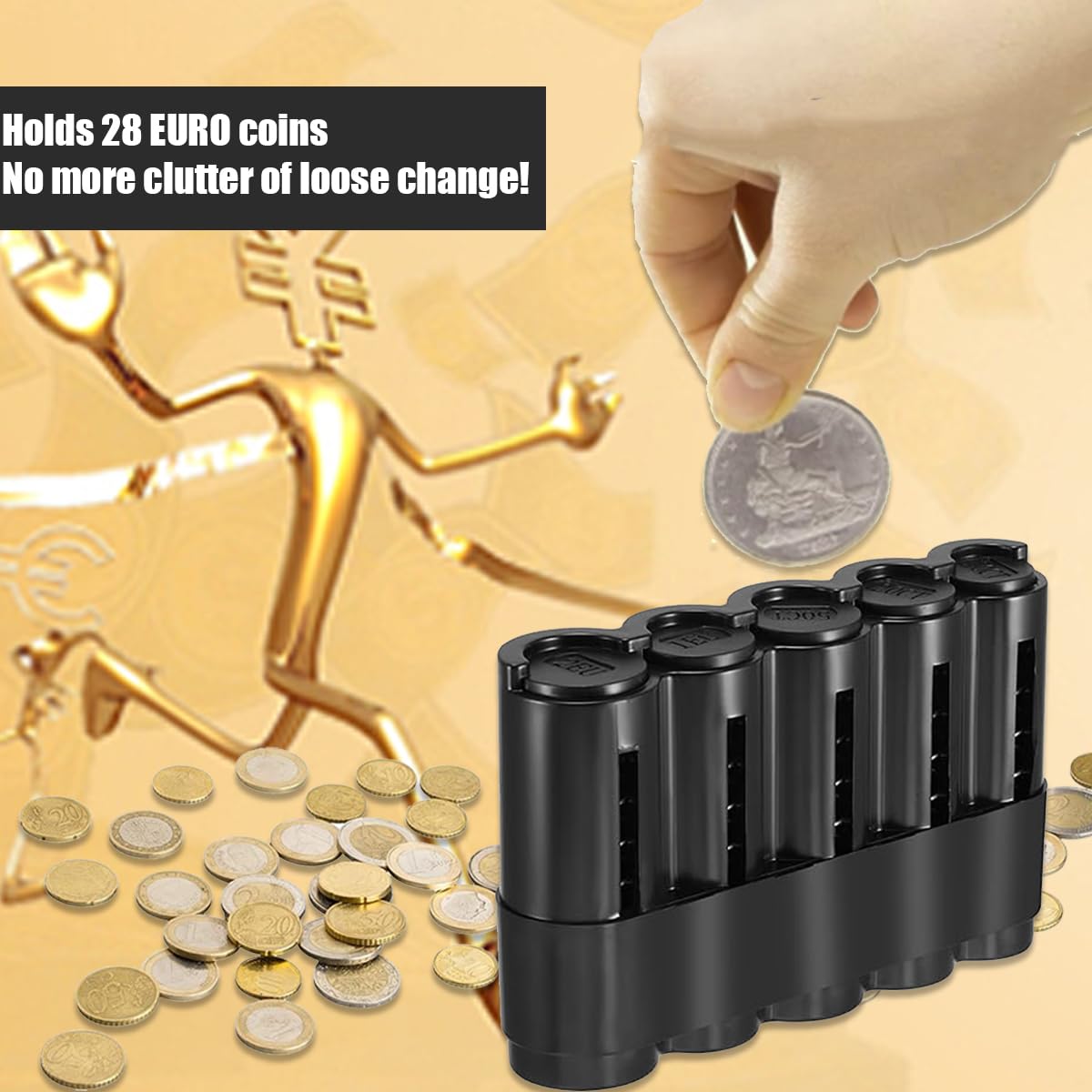 Porte-monnaie Compact Avec Trieur 5 Compartiments - Monnayeur Pièces Euro - 130 X 83 Mm - Pour Caisse, Bar, Taxi - 9