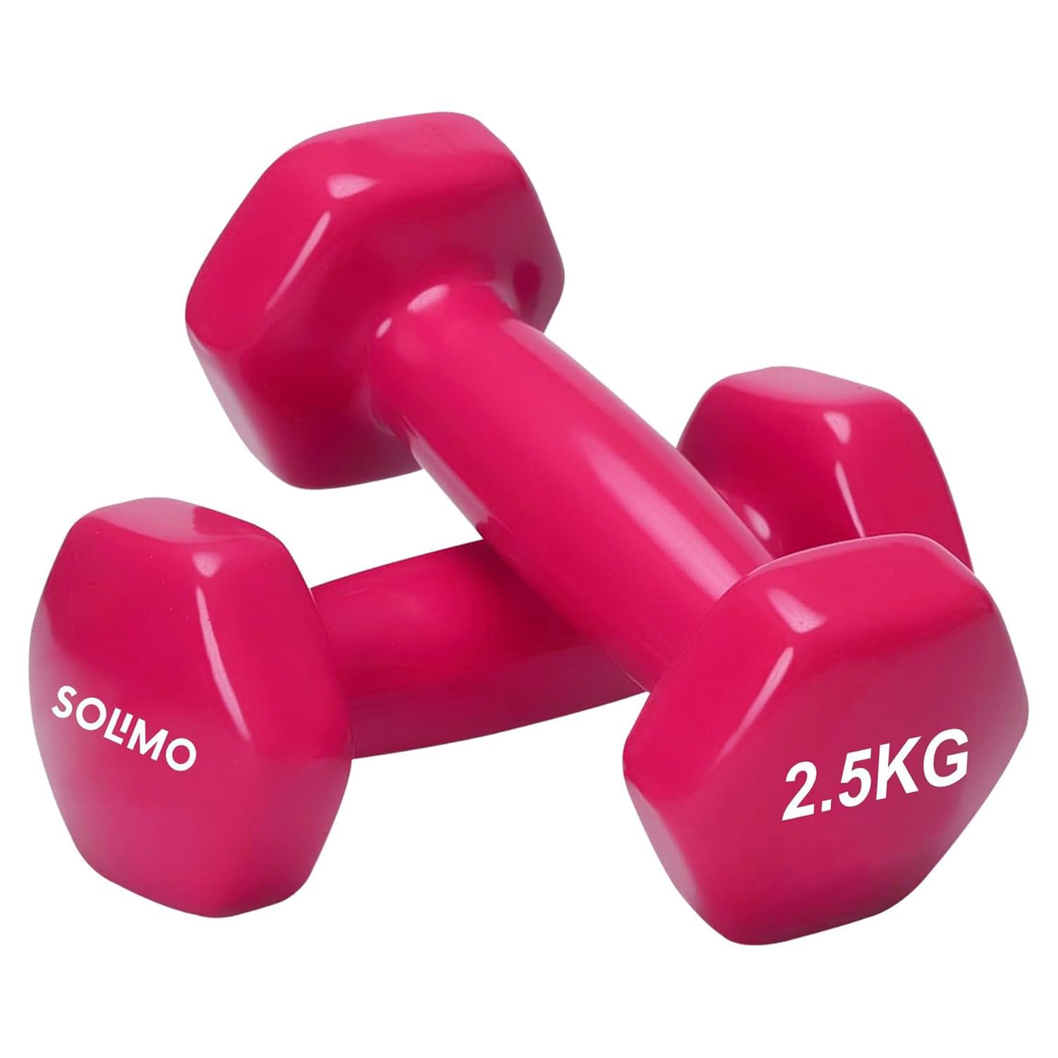 Amazon Brand - Solimo Vinyl Dumbbell 2.5 Kg, Set of 2 (Light Pink)-image-6
