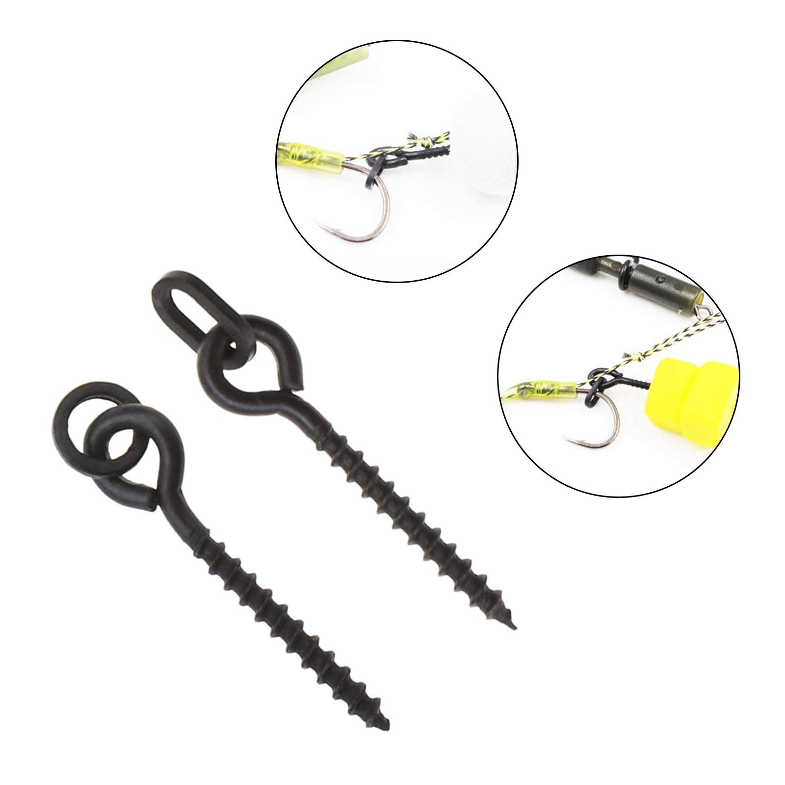 Create Idea 100 Viti Per Esche Da Pesca 15 Mm Con Anello Rotondo E Ovale Link Loop Nero Opaco