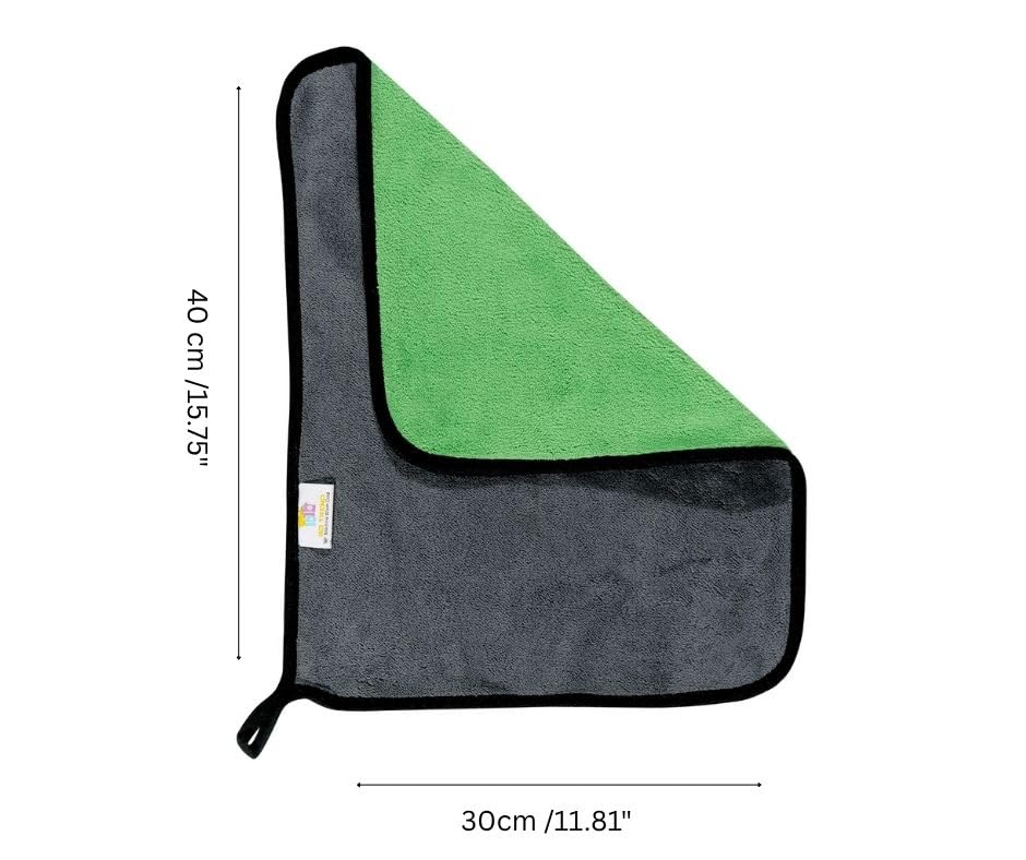 Image of RD TREND Microfiber Multipurpose Cleaning Towel 500 GSM Size-40x30 Cm | Ultra Soft, Super Absorbent, Quick Dry | Reusable Lint-Free Cloth for Car, Kitchen, Bathroom, Glass, Gym & Home (1 Pc, Green)