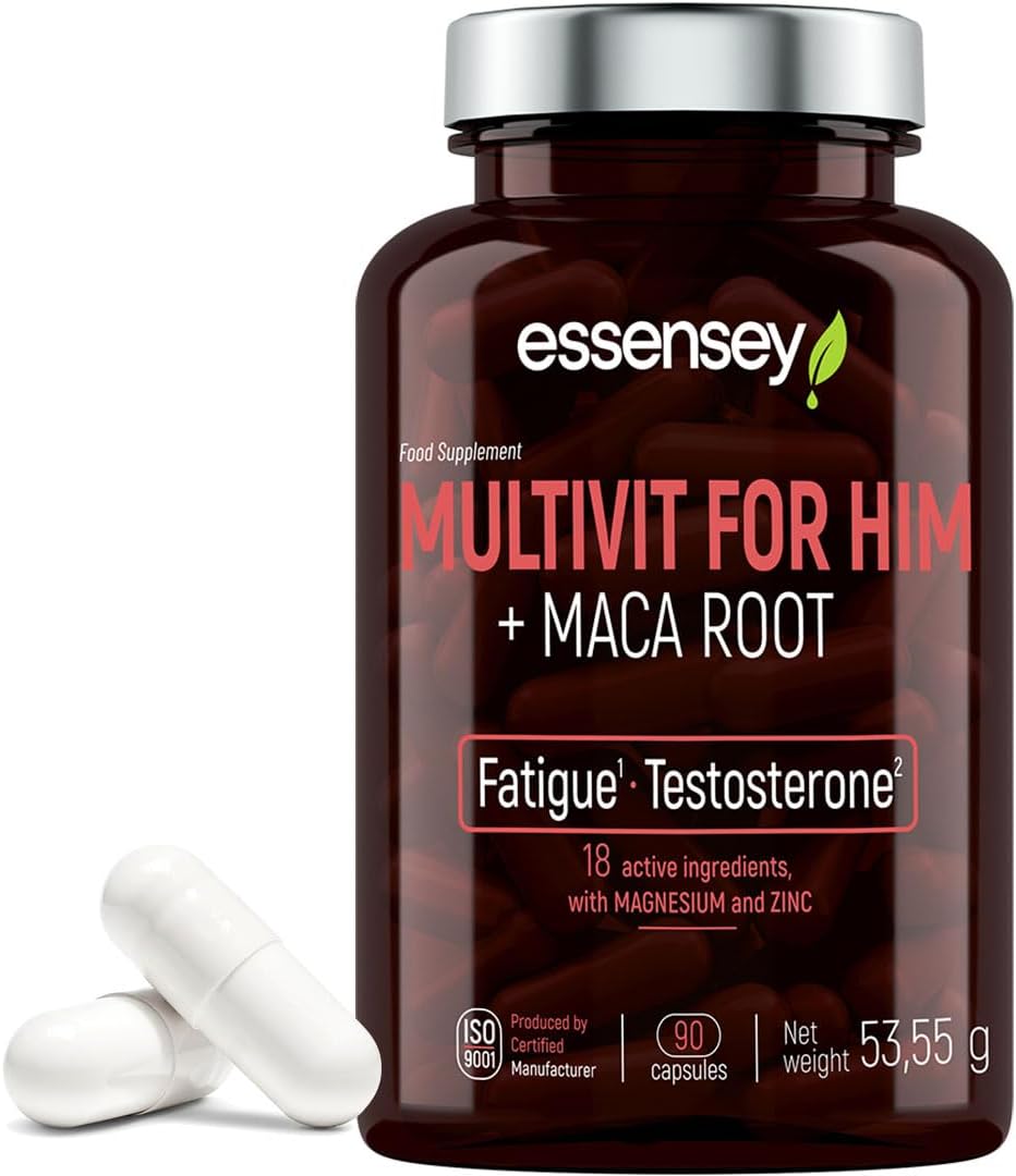 Essensey MULTIVIT for HIM + MACA Root - Energy, Vitality, and Immune Support with Maca Root Extract Supplement - 90 Capsules