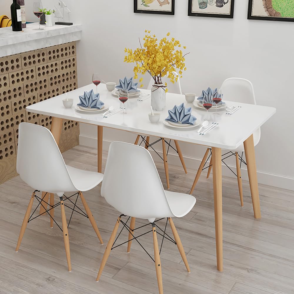 MUMOO BEAR Modern Dining Table Set Eames Table Simple Wooden Rectangle Table with 4 Chairs for Home Living Room Office Meeting Room Kitchen Lounging and Cafeterias (Rectangle set-100cm)