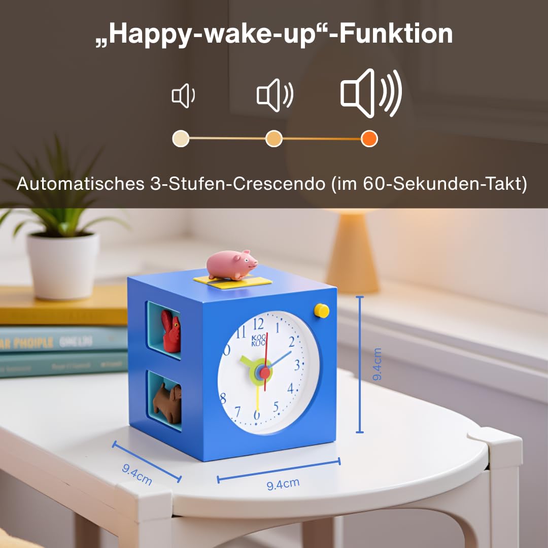 KOOKOO KidsAlarm Blau, Kinderwecker mit 5 Bauernhoftieren und echten Aufnahmen