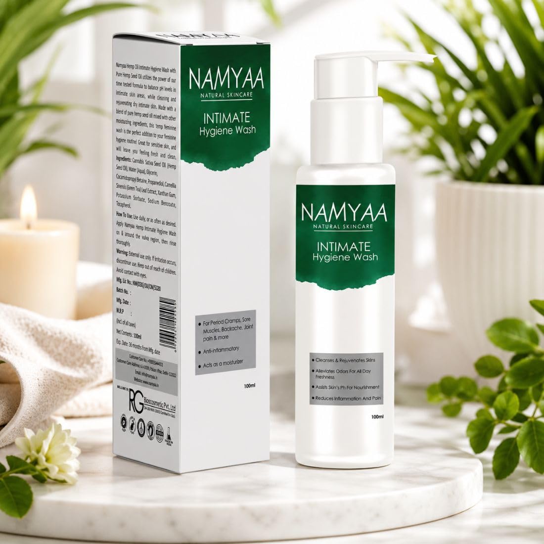 Namyaa Sensitive Intimate Hygiene Wash with Green Tea | Relieves Itching, Burning & Redness | Eliminates Odors | pH Balanced | 100ML 2