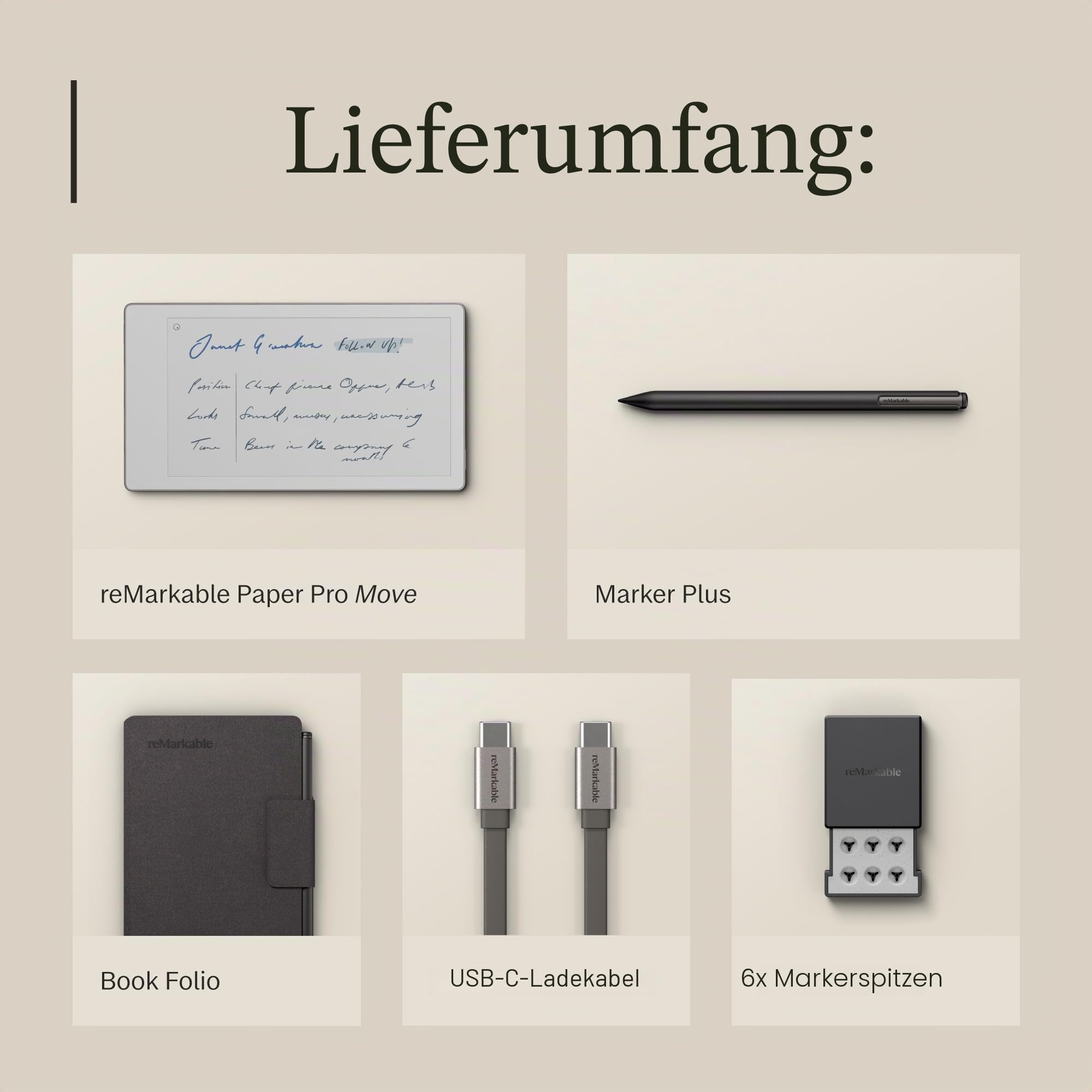 Remarkable Paper Pro Move – Gewebtes Folio-Bündel | ultrahandliches 7,3-Zoll-Farbtablet mit Marker Plus und Radiergummi und Einer Book Folio-Hülle aus Mosaikgewebe – Basalt