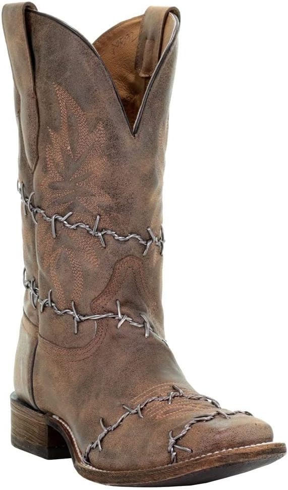 Corral Boots Mens Wire Embroidered Square Toe Casual Boots Mid Calf - Brown