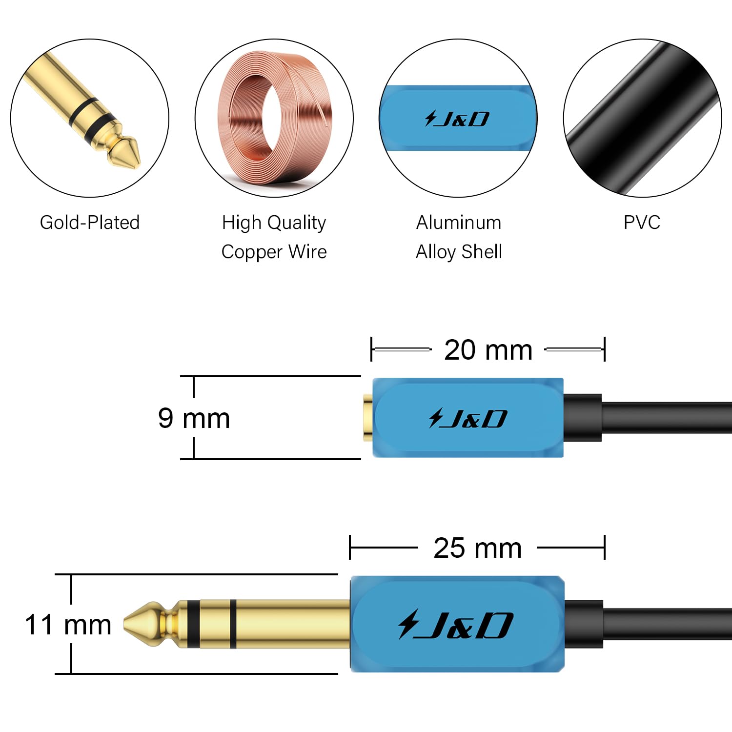J&D 1/4 inch to 3.5 mm Headphone Adapter - Image 2