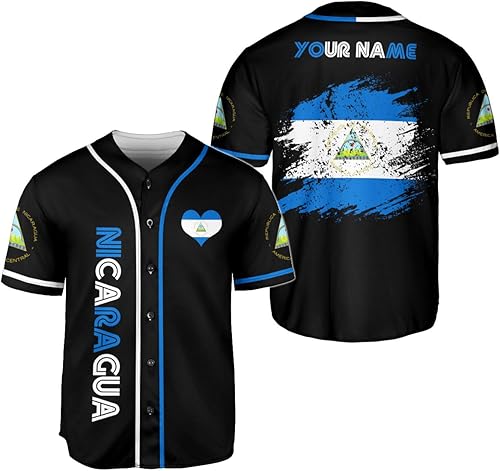 Podagree - Camiseta de béisbol nicaragüense personalizada con nombre para hombres y mujeres, camisetas nicaragüenses
