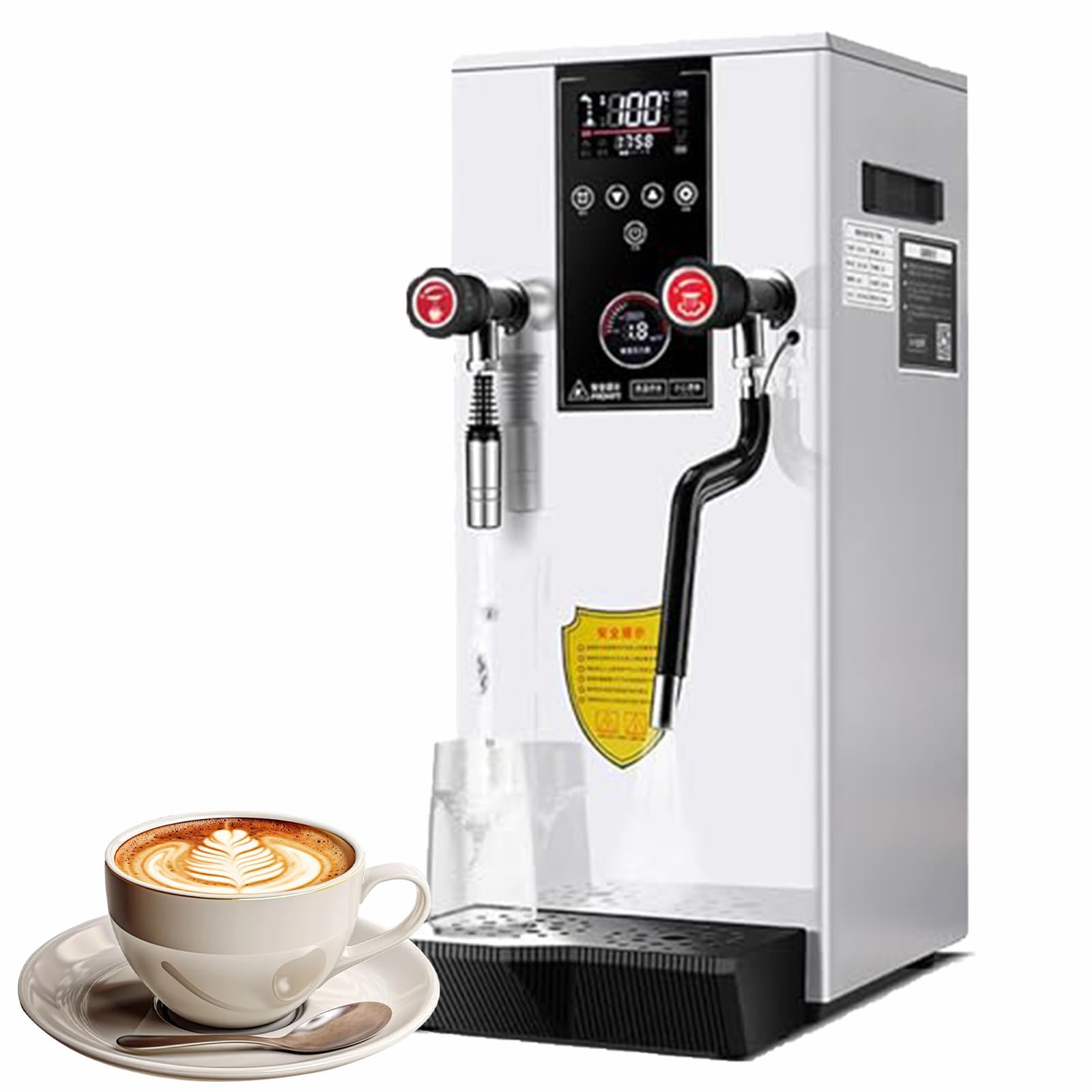 Eiwitany Electric Milk Frother Machine,Automatic Steam Boiler with LCD Display for Cappuccino, Latte, Hot Chocolate, and Tea (White)