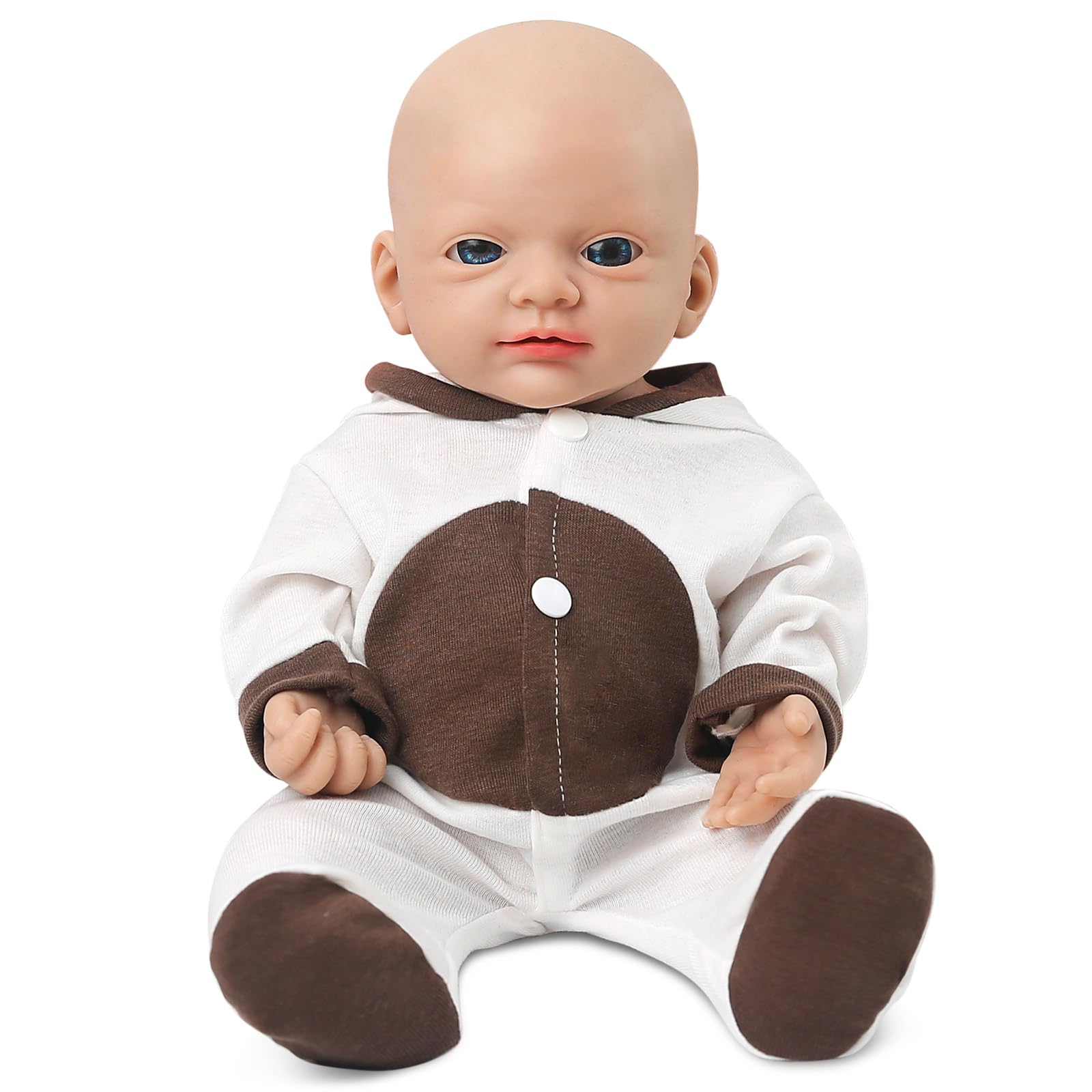 Vollence 16 inch Lifelike Full Body Silicone Baby Doll Girl Mouth Open Anatomically Correct Newborn Baby Doll with Feeding Kit & Gift Box - Girl