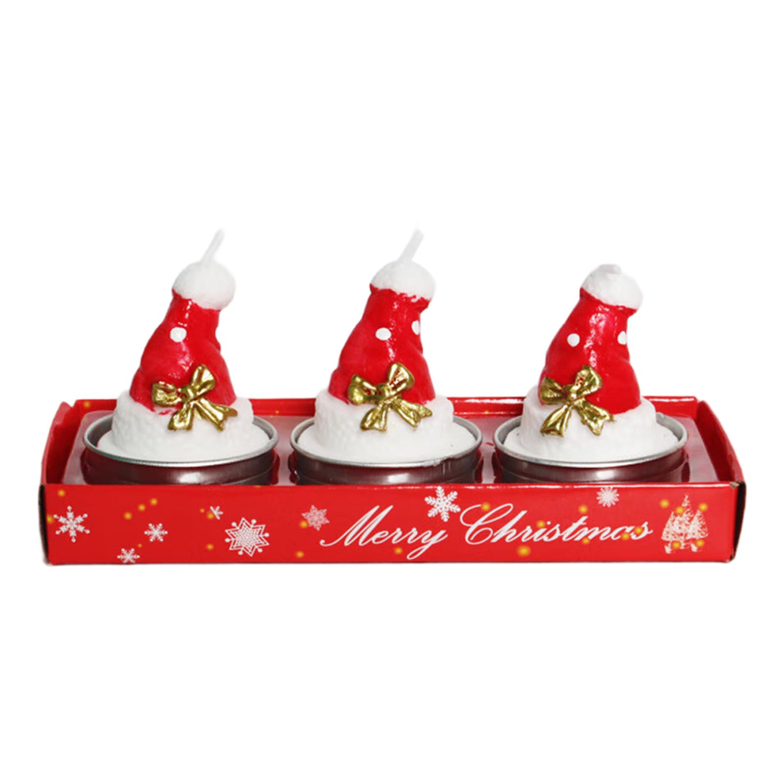 Nucelit Christmas Home Decorations 3Pieces Delicate Santa Hat Santas Clauses Gift Christmas Tealight Delicate Santa Hat