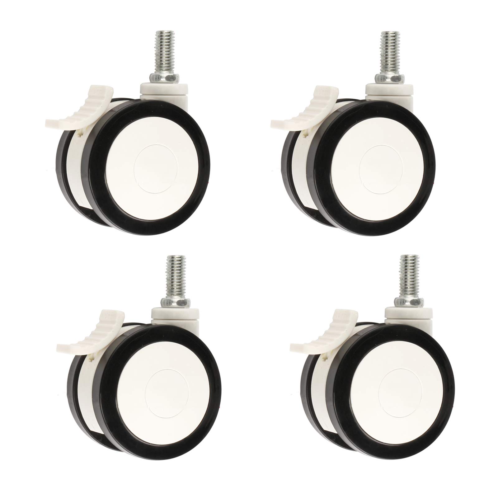 GBRJUYF High-Performance 4-Pack 75mm Trolley Wheels Double Swivel Cs Polyurethane Replacement Parts for Beauty Equipment & Devices with Brake
