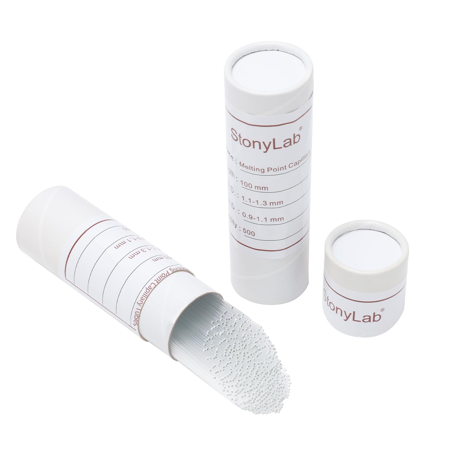 stonylab Tubes Capillaires de Point de Fusion Fermés à Une Extrémité, Longueur 100 mm, ID 0,9–1,1 mm, Paquet de 1000, pour Test de Point de Fusion en Laboratoire