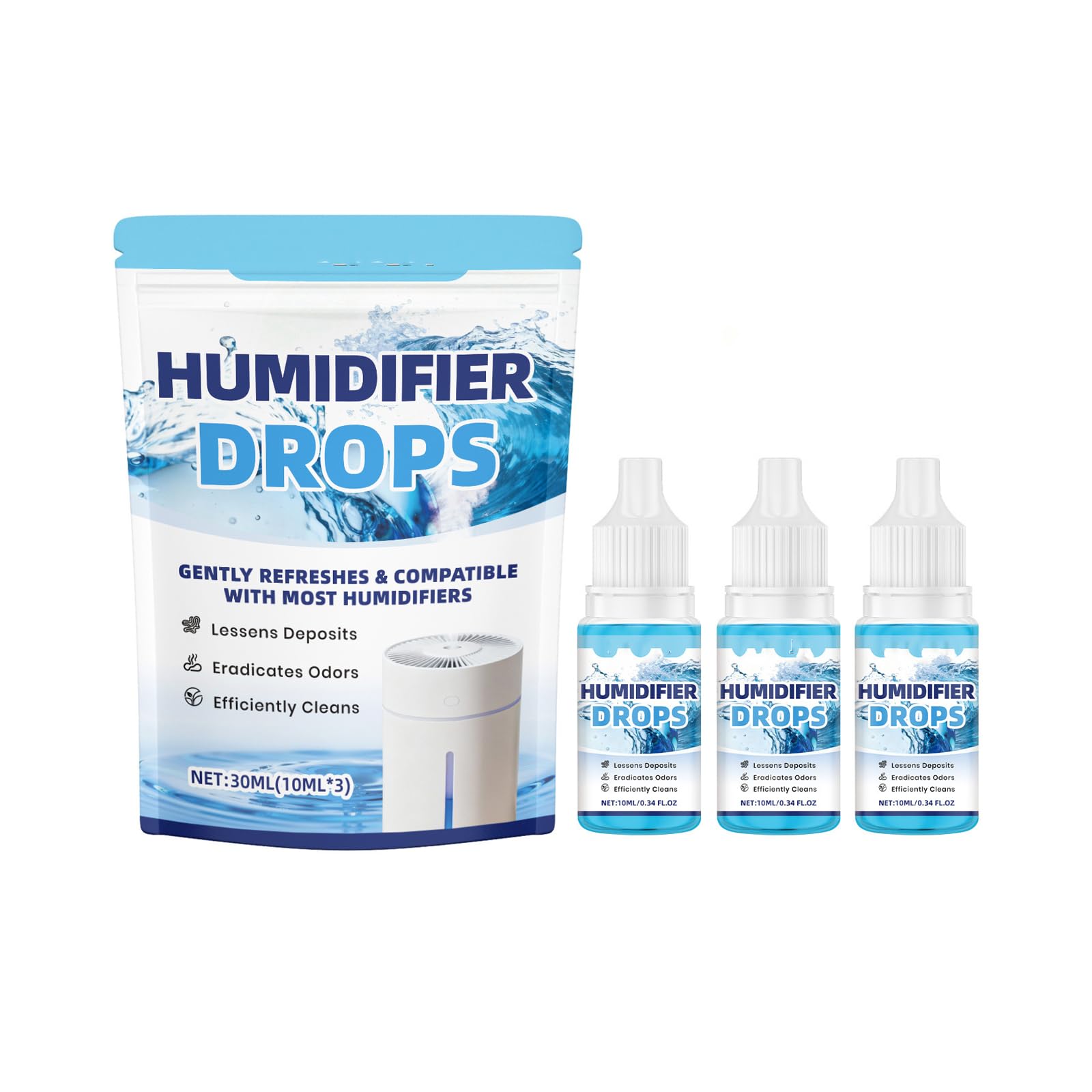 ZUJIABAO 3Pcs 10ml Safe HumidifierCleaner for Mold Removal Humidifier Maintenance Purifies Air Removal Cleaner for Humidifier