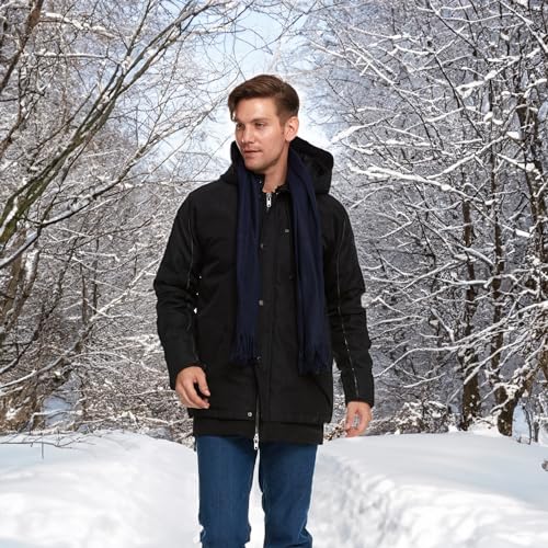 Yacht & Smith Warm Fleece Knit Winter Neck Scarfs and Bulk, Unisex Black, Plaid Stripe Design3