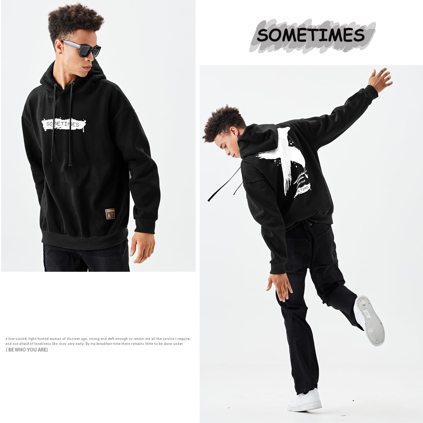 Moshtashio Felpa Uomo con Cappuccio Unisex Hip Hop a Maniche Lunghe Sweatshirt Pullover Uomo Felpe Stampa di Lettere Hoodie Uomo Autunno Inverno